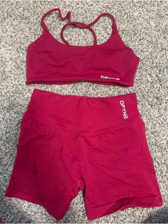 Dfyne Pants - DFYNE Mid Rise Impact Shorts with Dynamic Bra — OG Berry Red color